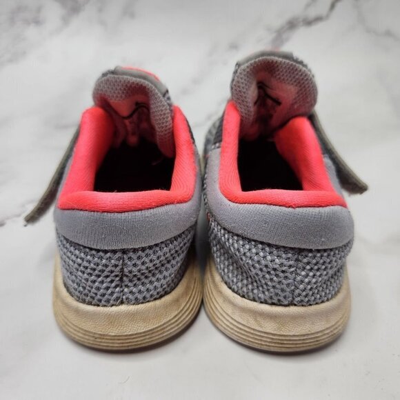 Nike Revolution 4 Grey Pink Mesh Hook and Loop Sneakers Toddler Shoes 9C - Picture 4 of 9